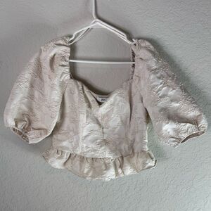 Do+Be Elegant Cream Puff Sleeve Off The Shoulder Top Size L NWT